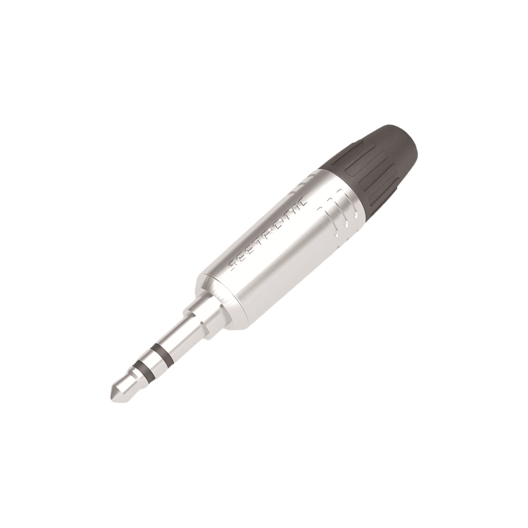 Conector Delgado Estéreo | 3.5 mm | Carcasa Cromada Perla | Contacto Niquelado | Cable OD 2-4,5 mm