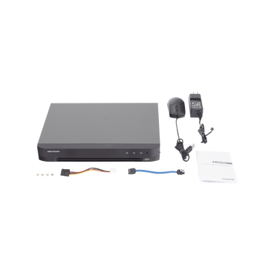 DVR 4 Canales TURBOHD + 4 Canales IP / 8 Megapixel (4K) / Audio de dos vías por Coaxitron / ACUSENSE / Reconocimiento Facial / 1 Bahía de Disco Duro / Salida de Video en Full HD / H.265+