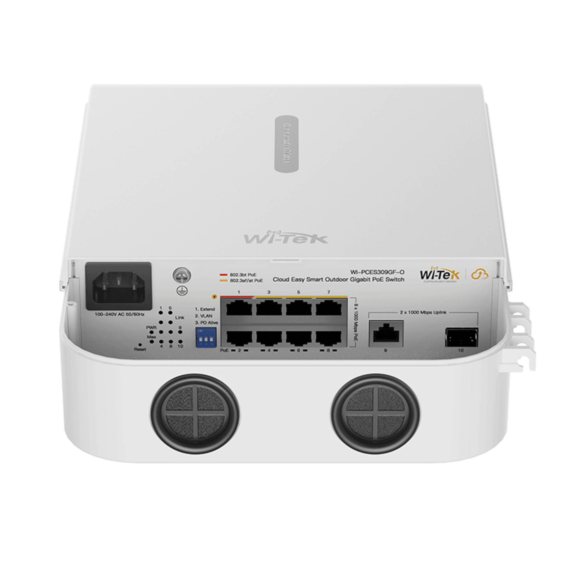 Switch PoE / Administración en la nube / Con 8 puertos 10/100/1000 Mbps PoE af/at/bt / 1 Puerto Ethernet Uplink 10/100/1000 MBPS/1 Puerto SFP Uplink 10/100/1000 MBPS / Presupuesto 110 W / PoE hasta 250 metros / Soporta protocolo ONVIF