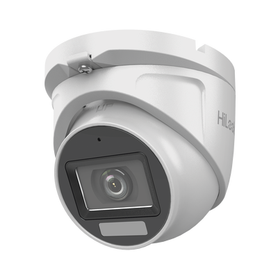 [Dual Light + ColorVu] Turret TURBOHD 2 megapixel / 30 mts IR + 20 mts luz blanca/ Lente 2.8 (100° de Visión) / Exterior IP66 / Audio por Coaxitron / TVI-AHD-CVI-CVBS / Metal / Smart-Hybrid Light — HiLook by HIKVISION · SKU THC-T127-LMS