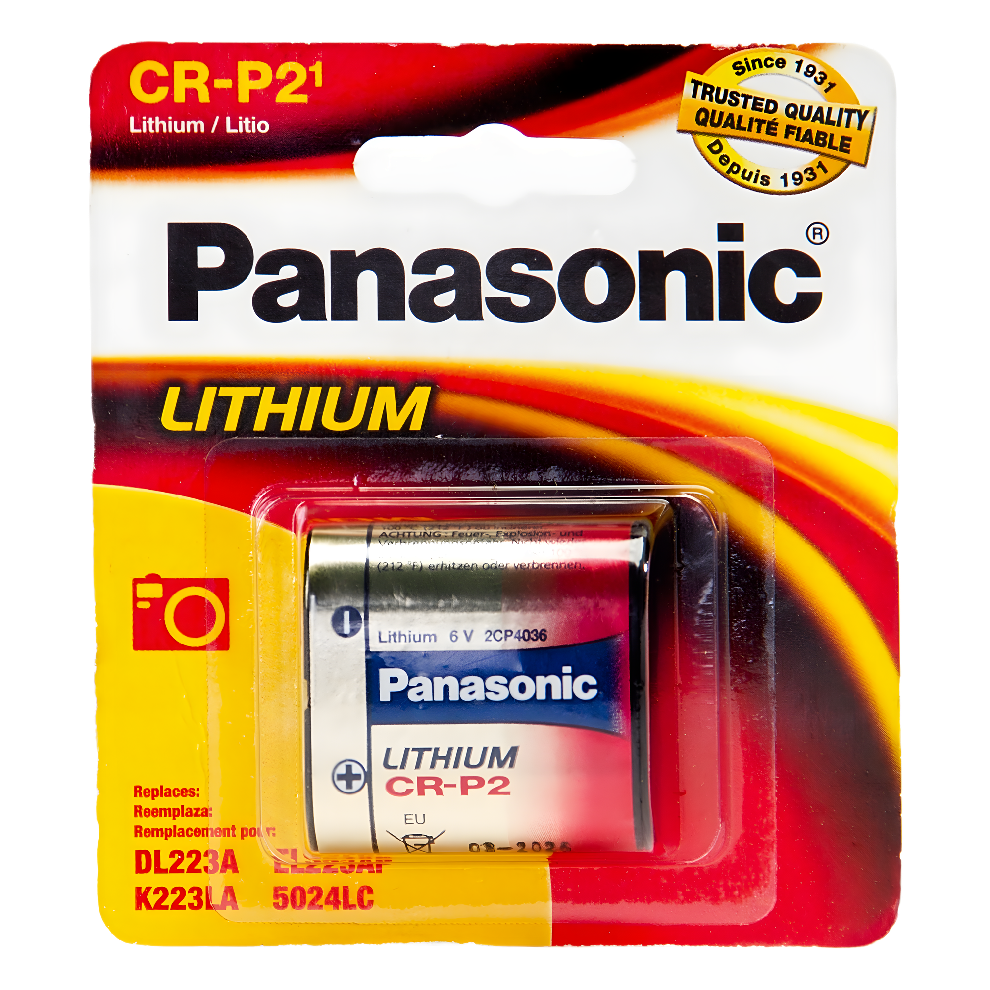 CR-P2/PA: Batería de litio 6V de alto rendimiento y larga vida útil — PANASONIC · SKU CRP2/PA