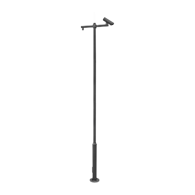 Poste Seccionado de 6 Metros / Especializado para la Instalación de Videovigilancia / Incluye Base de Cimentación y Brazo para Cámara PTZ / Color Negro