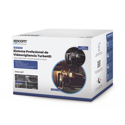Kit TurboHD 1080p / DVR 4 Canales / 4 Cámaras Bala ColorVu con Microfono Integrado / Fuente de Poder / Accesorios de Instalación