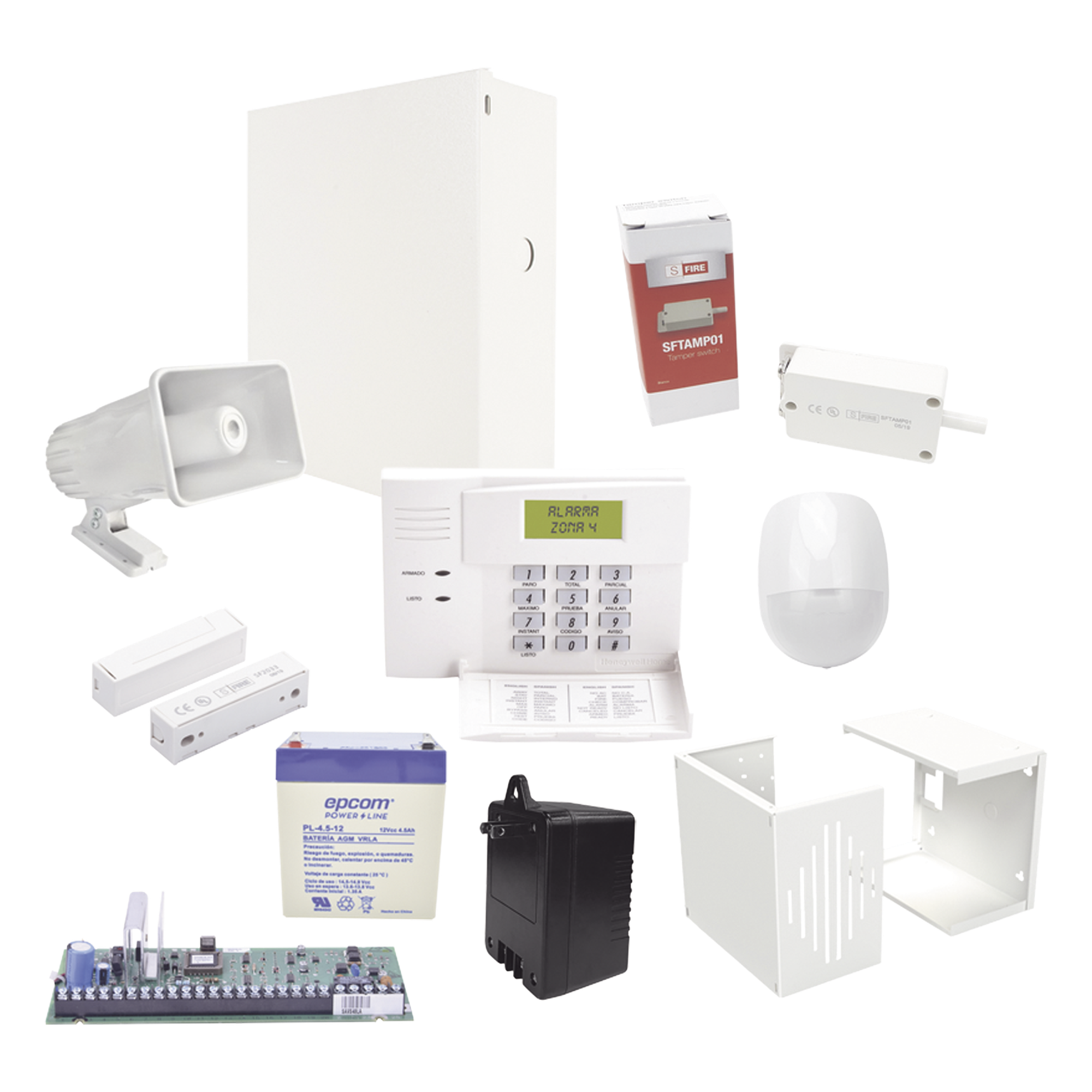 Panel de alarma de intrusión de 3 particiones y hasta 64 zonas, en kit completo de instalación — HONEYWELL HOME RESIDEO · SKU VISTA-48L-K2