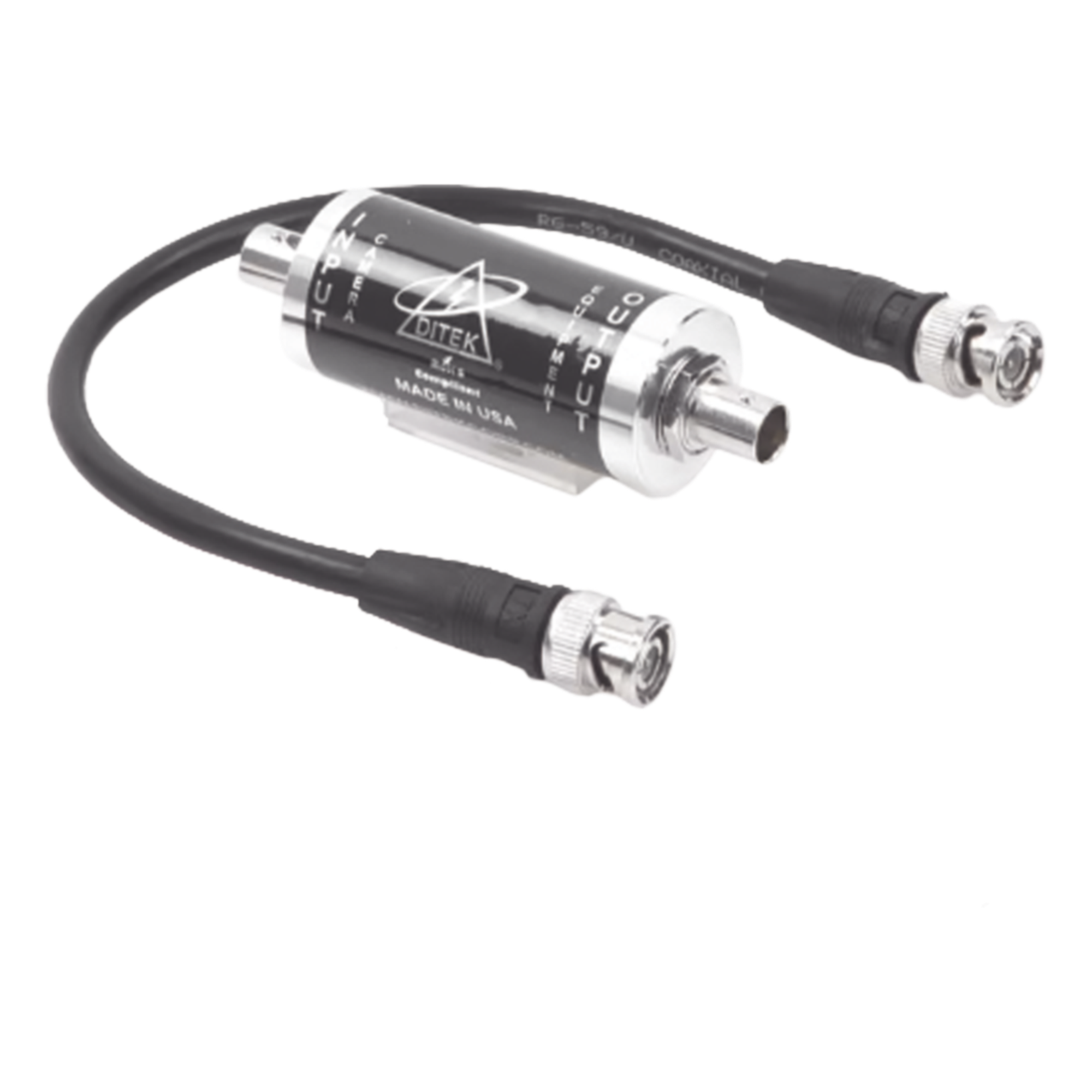 Protector Coaxial BNC / 20,000 A / 75 Ohms / 0-10 MHz / Cámaras Analógicas y PTZ — DITEK · SKU DTK-IBNC