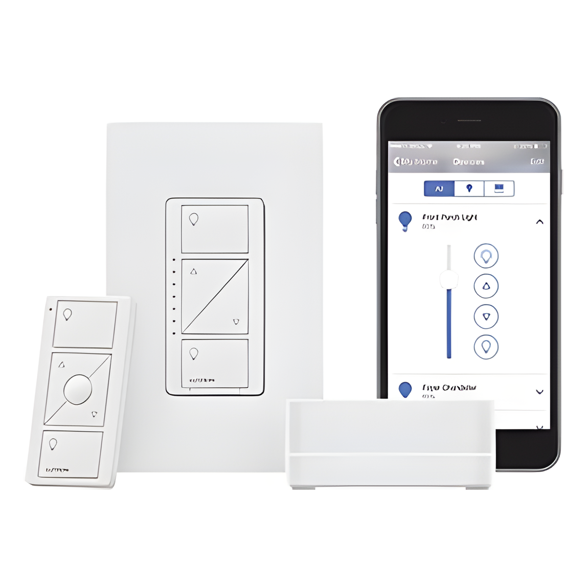 Kit de inicio Caseta Wireless con hub Smart Bridge Pro, atenuador de pared de 120 V, control remoto Pico y placa Claro, compatible con Apple HomeKit, Alexa y Google Assistant — LUTRON CASETA WIRELESS · SKU PBDGPROPKG1W