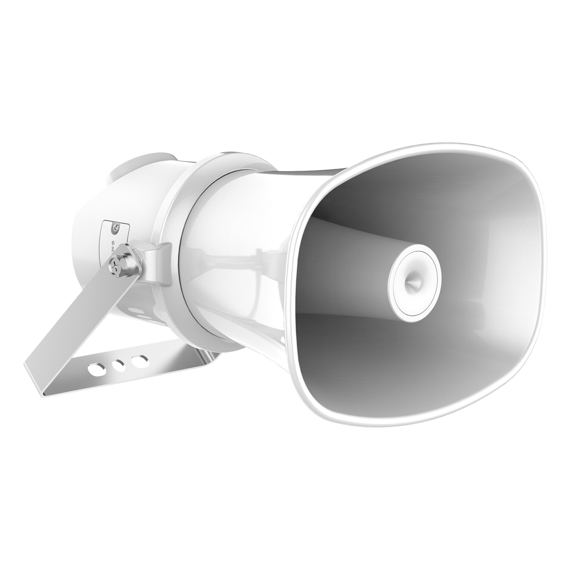 Altavoz IP Tipo Trompeta | 7 Watts | PoE+ | Integración con Hik-Central Professional | Reproducción de Audio vía Red | IP67 | Salida de 12 VCD | Metal | compatible con Hik-Connect