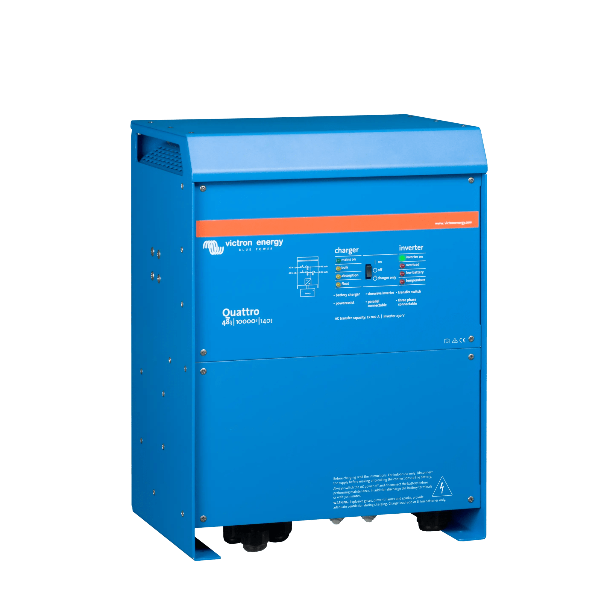 Quattro 48/10000/140-100/100 230V / Inversor Cargador de Onda Pura / Entrada 48 Vcc / Salida 8000 W 230 Vca 60 Hz (L-N)