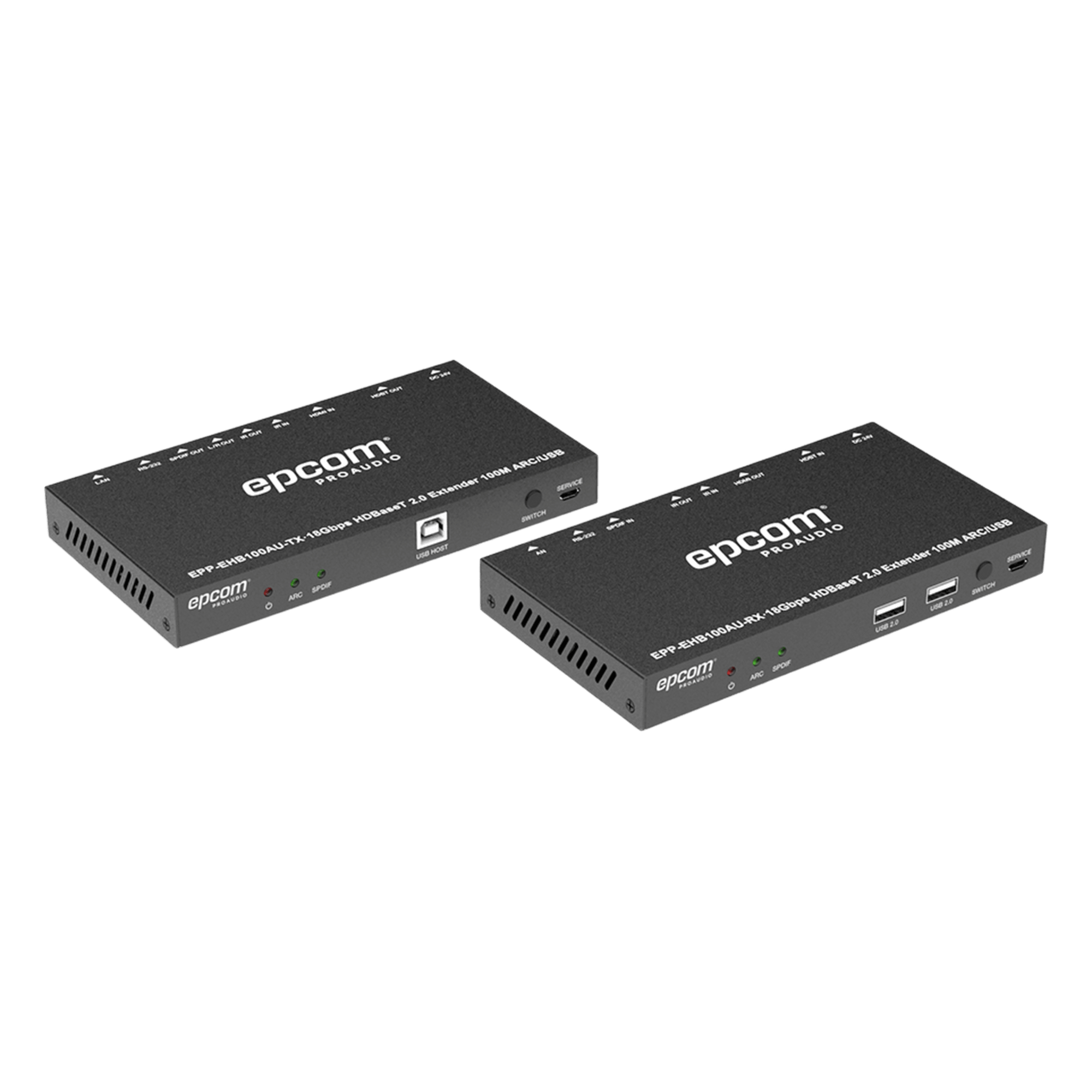 Kit Extensor HDMI | 4K2K@60HZ | HDR 4:4:4 | HDBaseT | 100M | Salida de Audio | HDCP 2.2 | IR Bidireccional | Admite la función USB KVM — EPCOM PROAUDIO · SKU EPP-EHB100AU