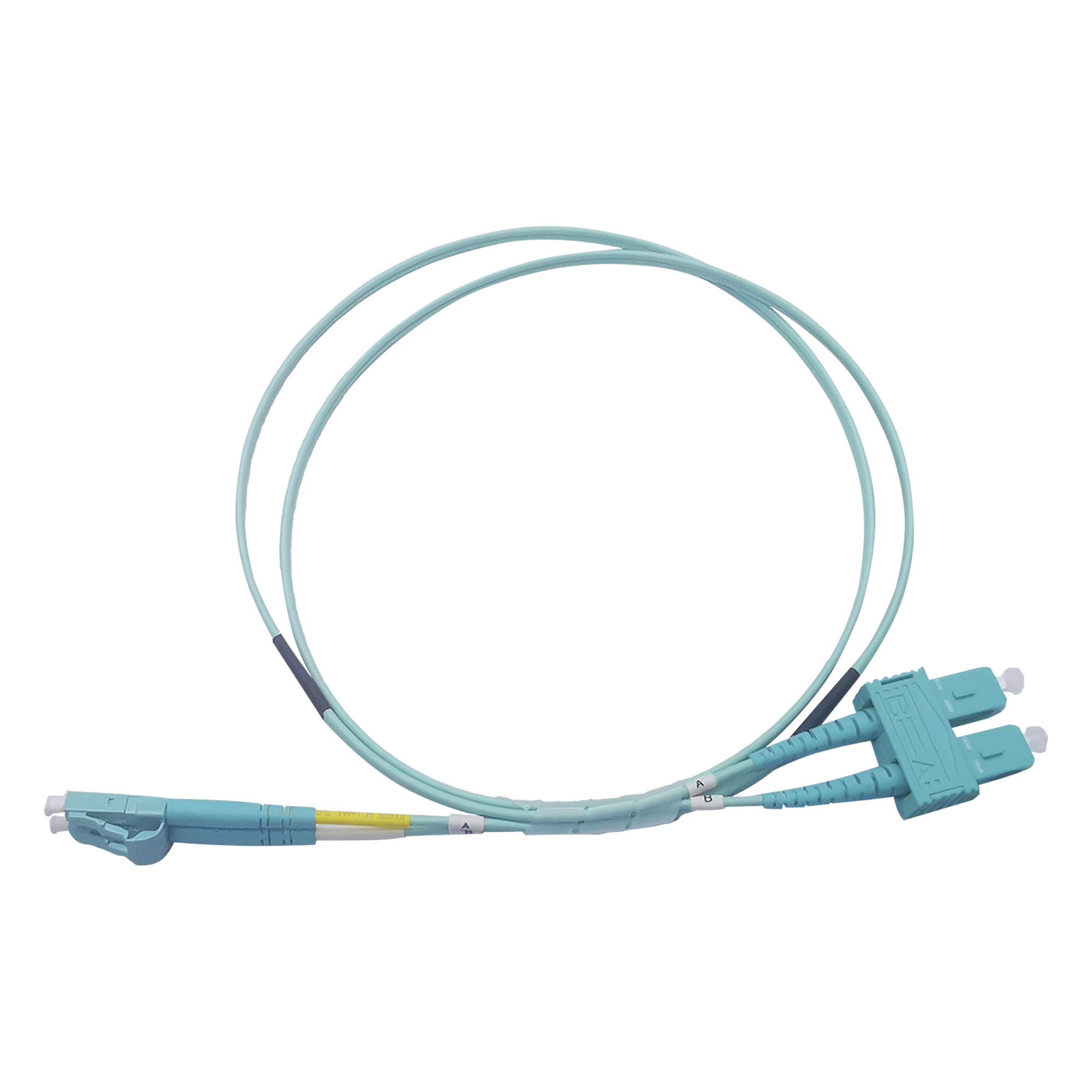 Jumper de Fibra Óptica Multimodo OM3 50/125 LC-SC OFNR (Riser), 2.0 mm, Dúplex, Aqua, 1 metro (3.28 pies) — LINKEDPRO BY EPCOM · SKU LP-FOM3-LCSC-R01