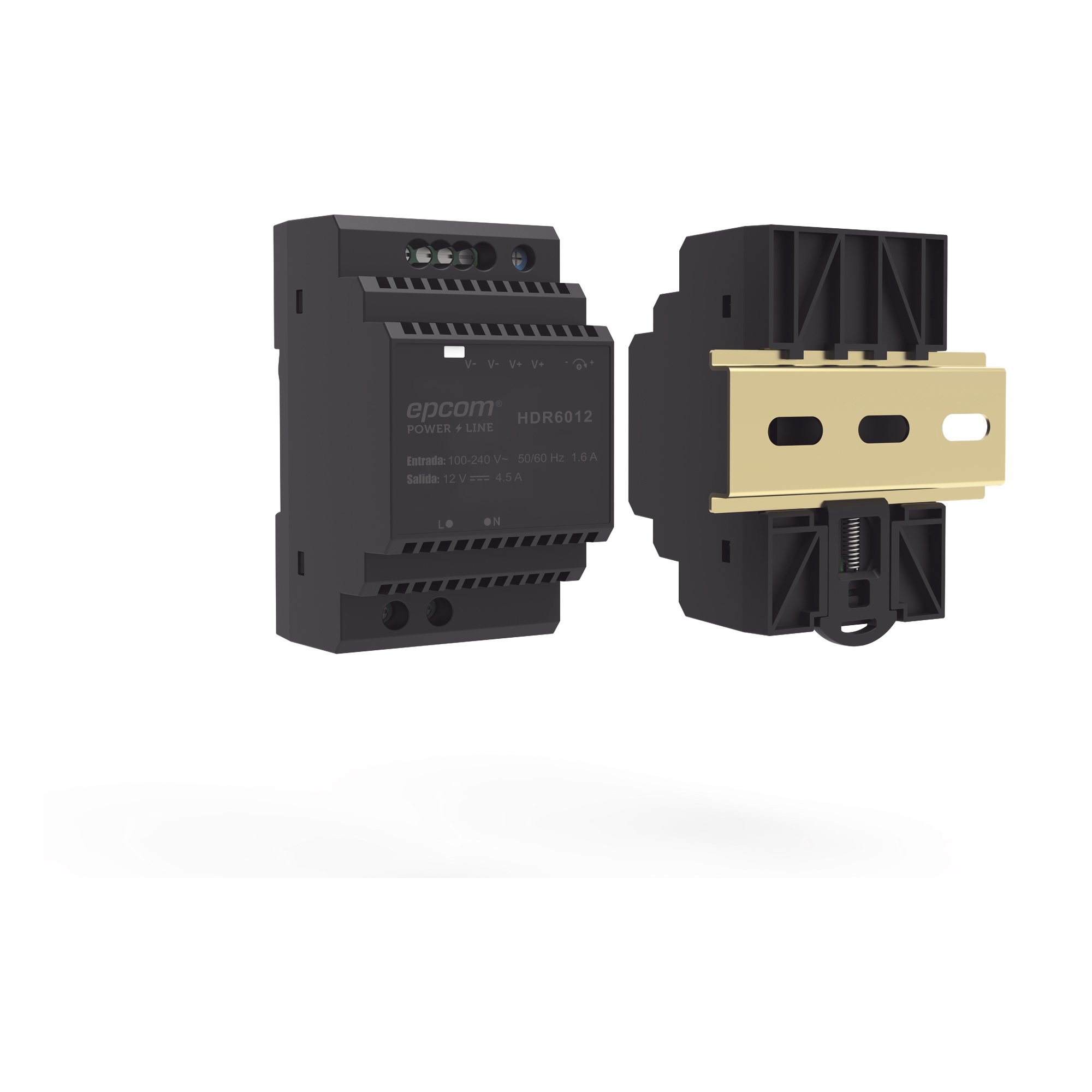 Fuente de Poder Industrial Entrada: 100-240 Vca / Salida: 15 Vcc/ 4 A/ 60 W/ Riel Din  — EPCOM POWERLINE · SKU HDR-6012
