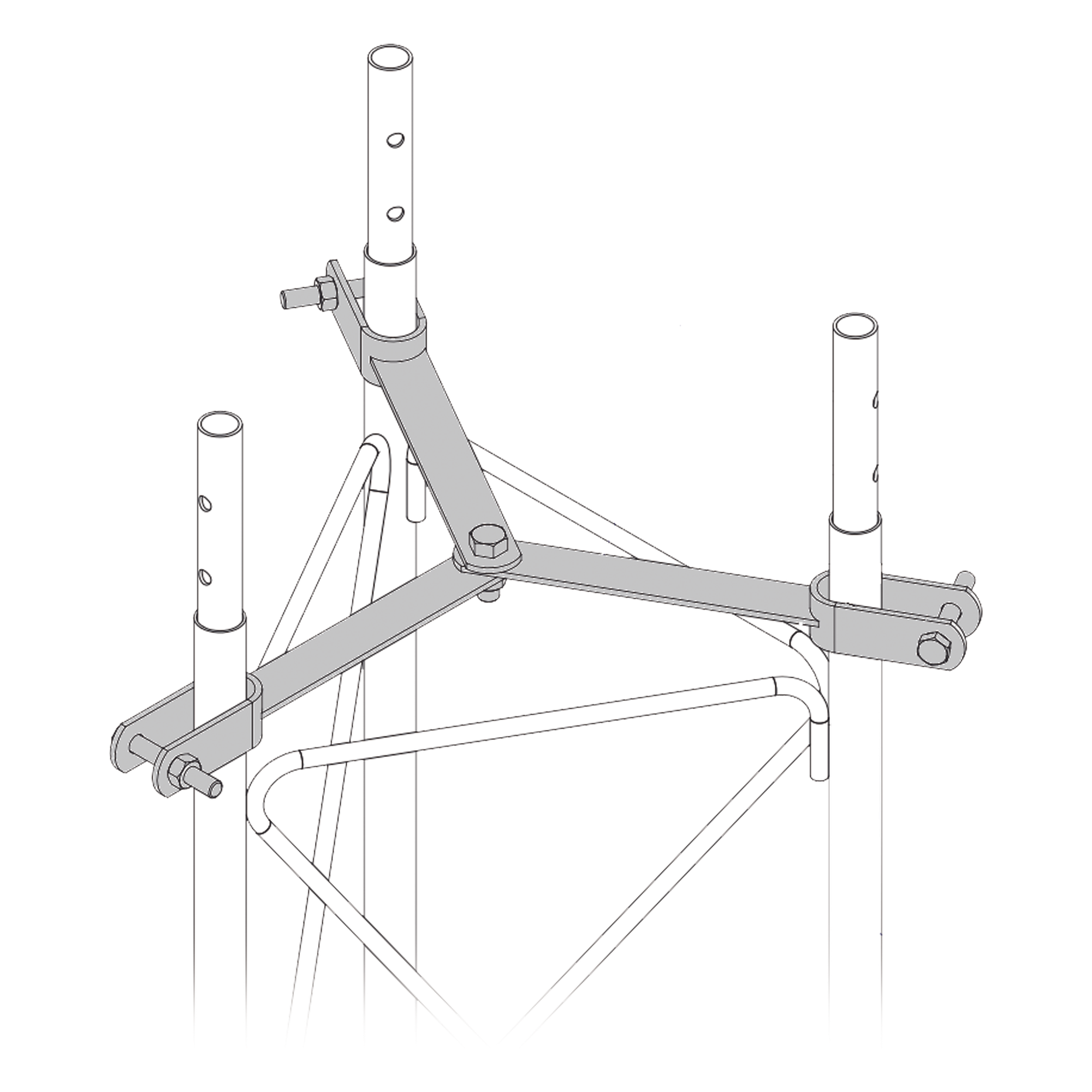 Brida para sujeción de retenida compatible con tramos STZ35, Galvanizado electrolítico. — SYSCOM TOWERS · SKU SJB-35