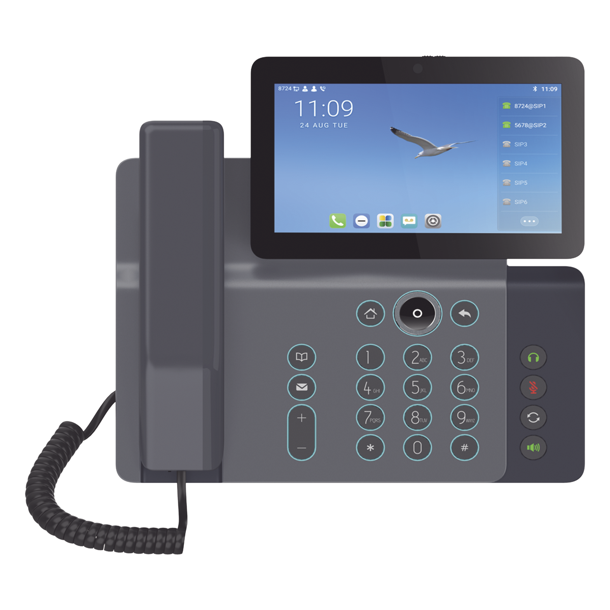 Videoteléfono IP inteligente Insignia, Android 9.0, 20 líneas SIP, pantalla a color 7" ajustable, Teclado de iluminación configurable, PoE, conferencia local de 10 vías. — FANVIL · SKU V67