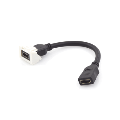 Adaptador HDMI con Pigtail Hembra-Hembra, Para Vídeo 720, 1080p, 4K UHD Compatible con Faceplates MAX Siemon de 2 Salidas, Color Blanco