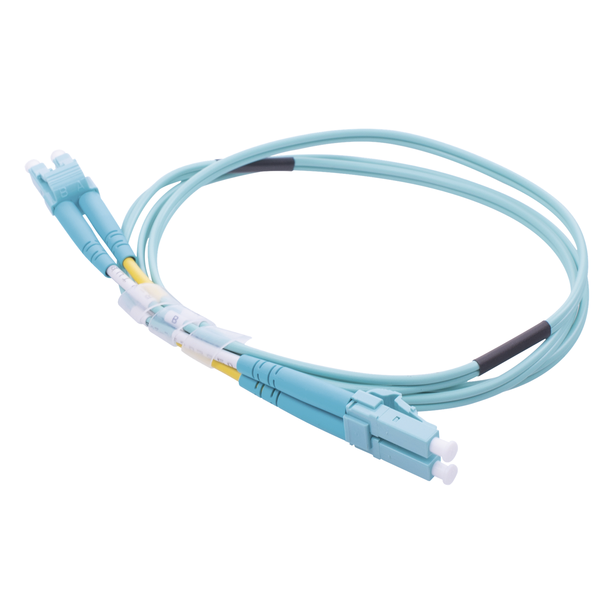 Jumper de Fibra Óptica Multimodo OM3 50/125 LC-LC OFNR (Riser), 2.0 mm, Dúplex, Aqua, 1 Metro (3.28 Pies) — LINKEDPRO BY EPCOM · SKU LP-FOM3-LCLC-R01