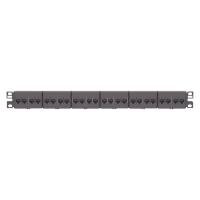Panel de Parcheo con 24 Acopladores Mini-Com, Plano, Categoría 6, de 1 UR, Color Negro — PANDUIT · SKU CP24688BL