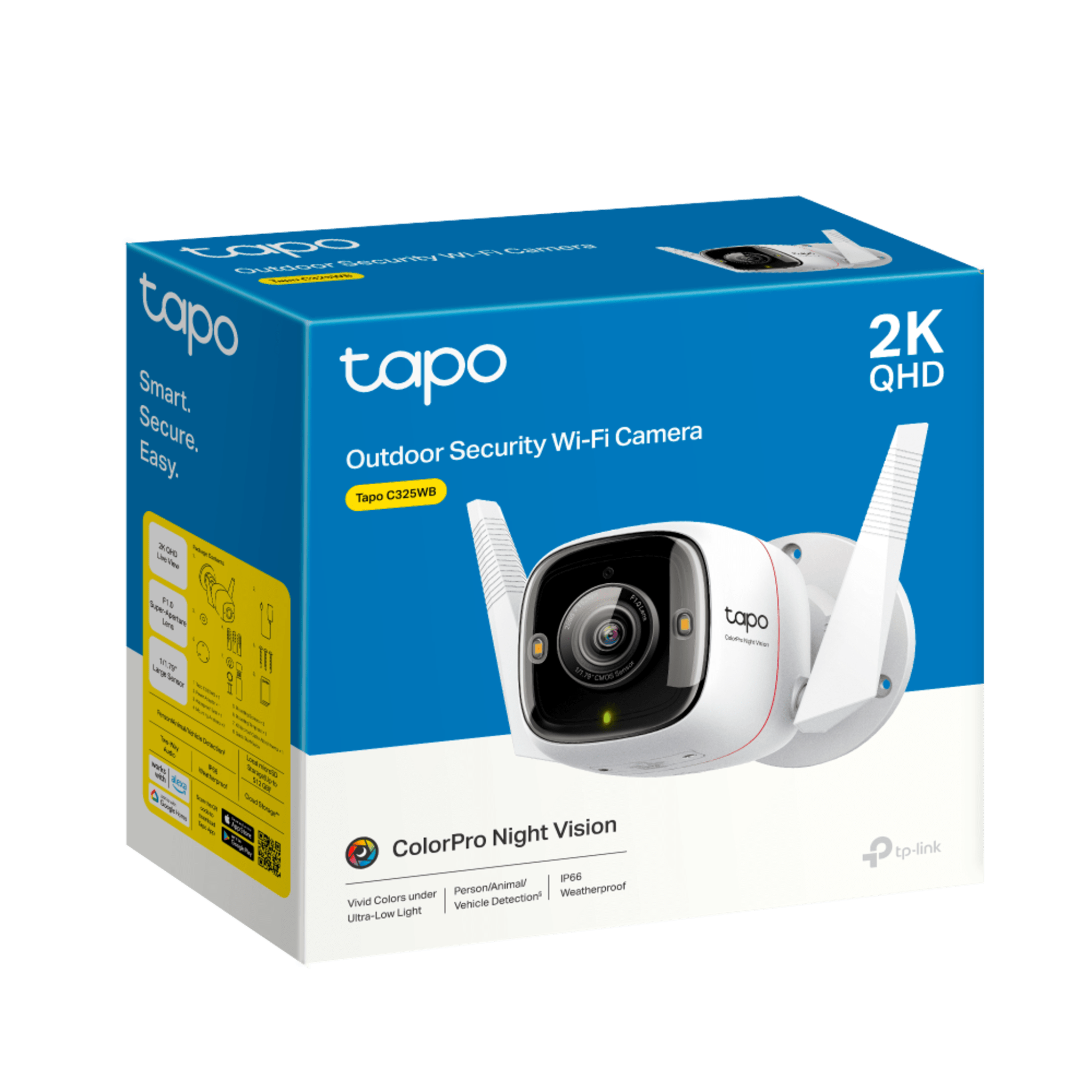 Cámara de Seguridad Wi-Fi Exterior / 2K QHD 2688×1520 / Lente F1.0 Super-Aperture / Sensor Starlight 1/1.79" / ColorPro Night Vision / AI Detección Persona-Animal-Vehículo / IP66 / Audio Bidireccional / Doble Conectividad W