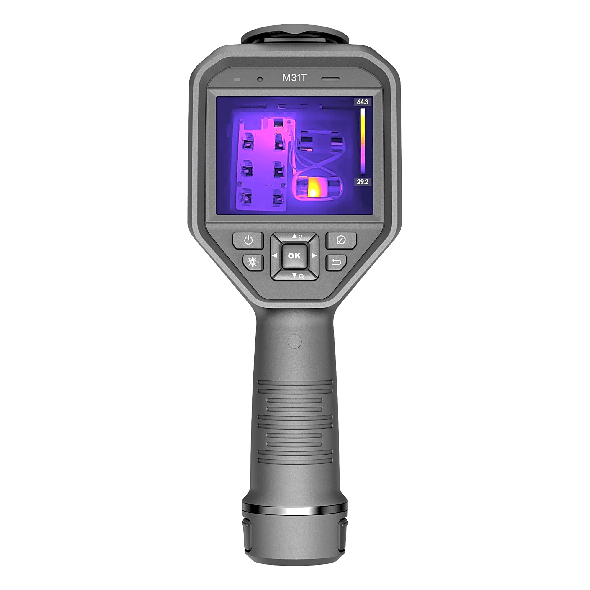 M31T - Cámara Termográfica Portátil Dual / Super IR 768 x 576 / Lente Óptico (8 Megapixel) / WiFi / IP54 / Ranura MicroSD hasta 64 Gb / Hasta 4 Horas de Funcionamiento Continuo — HIKMICRO · SKU HM-TP23A-7QF/W-M31T