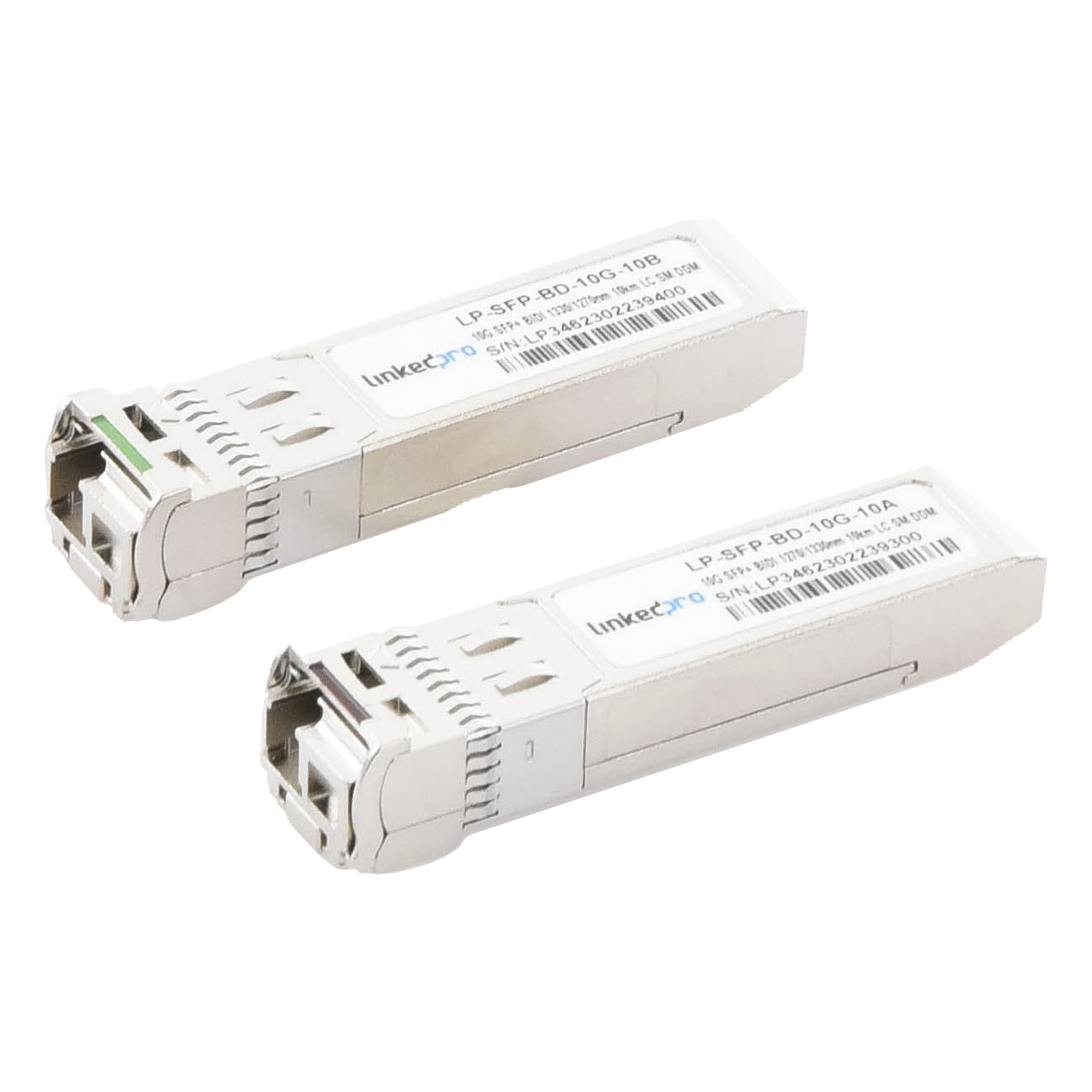 Transceptores Ópticos Bidireccionales SFP+ (Mini-Gbic) / Monomodo 1270 & 1330 nm / 10 Gbps / 10GBASE-BX / Conector LC/UPC Simplex / DDM / Hasta 10 km / 2 Piezas  — LINKEDPRO BY EPCOM · SKU LP-SFP-BD-10G-10