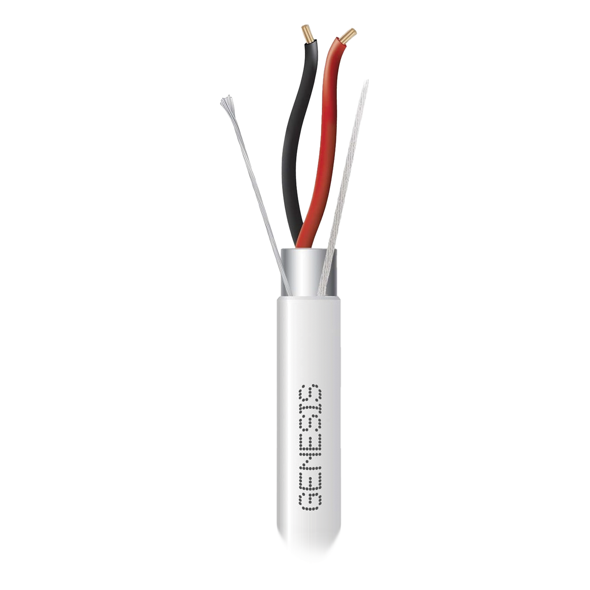Bobina de 305 Metros (1000 Pies) de Cable 2 x 22 AWG BLINDADO / RISER / Color Blanco / Para Aplicaciones de Audio, Seguridad y Control — GENESIS · SKU 2202-1101