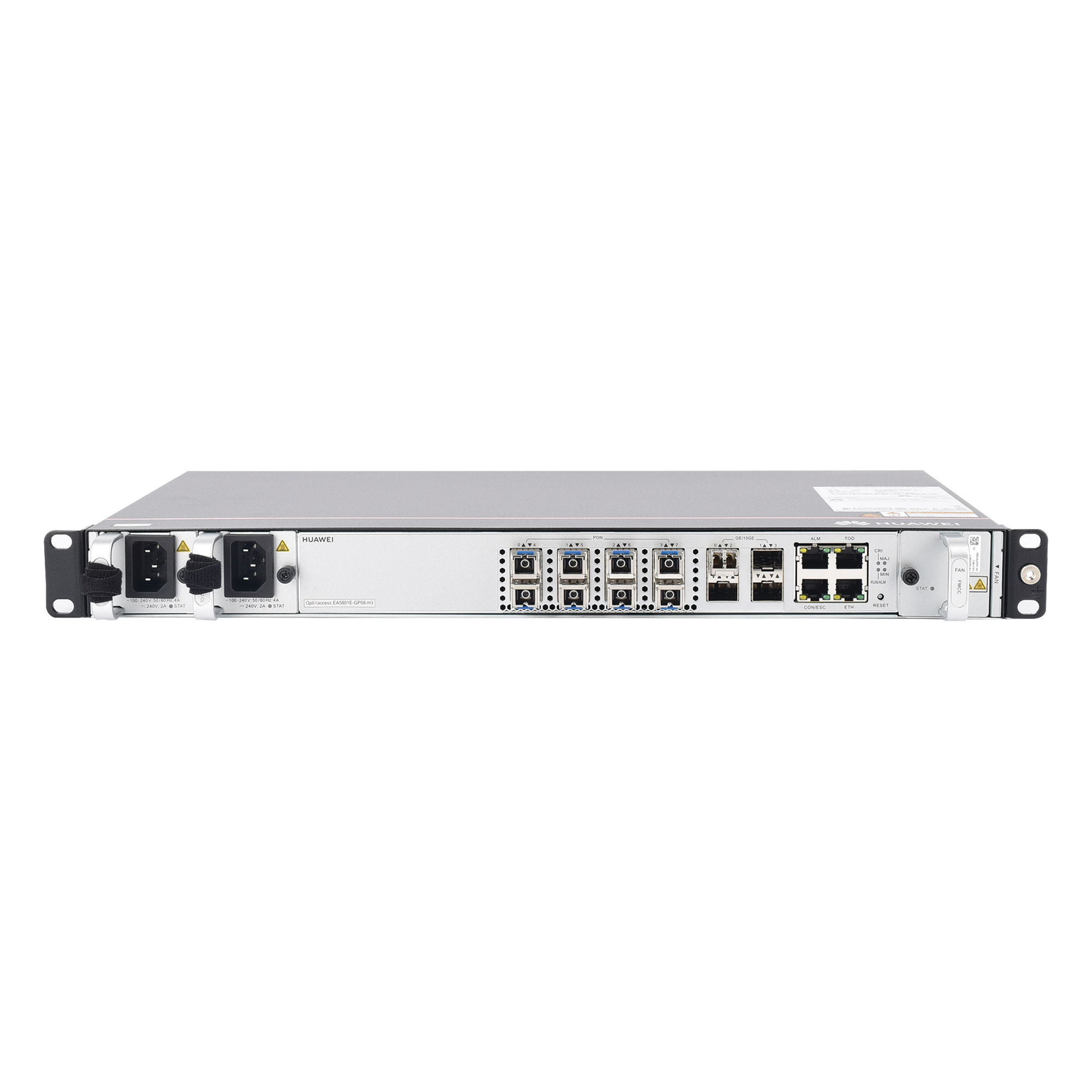 OLT GPON OptiXAccess 8 Puertos con Módulos C+, 4 Puertos Uplink (10GE/GE), Hasta 256 ONTs, 2 Fuentes de Alimentación AC, 1 UR