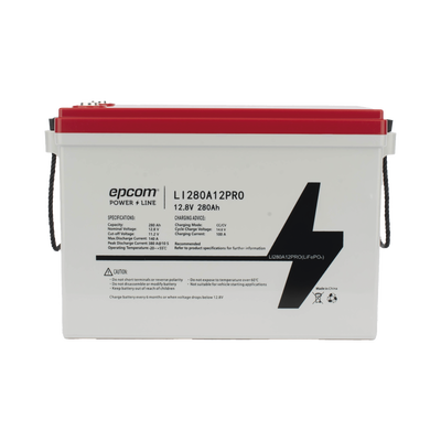 Batería de Litio Ciclo Profundo / 12.8 Vcc 280Ah (3.58 kWh) / LiFePO4 / 6000 Ciclos / Descarga 140A / Carga Rápida 100A / Solar y Marina / BMS con Corte a 11.2V