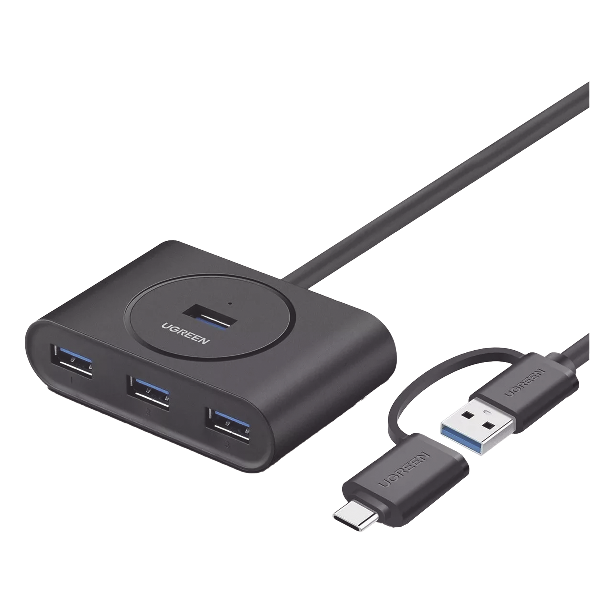 HUB USB-A y C 3.0 4 en 1 | Con Conector USB-C y USB-A | 4 Puertos USB-A 3.0 (5Gbps) | Cable de 25cm | Indicador Led | Ideal para Transferencia de Datos | Entrada Micro USB para alimentar equipos de mayor consumo.
