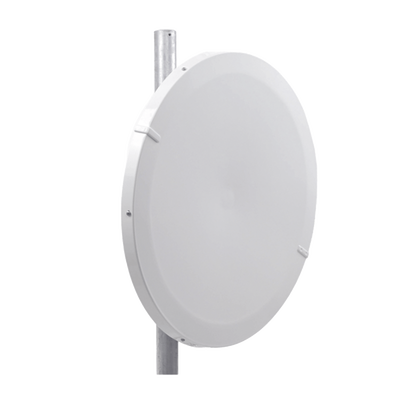 Antena Direccional de Alto Rendimiento/ Parábola profunda para mayor aislamiento al ruido / 29 dBi / 4.9 - 6.4 GHz / Conector de guía de onda para radios B5x y C5x / Fácil Montaje y Soporte de acero inoxidable / Radomo Incluido — JIROUS · SKU JRC29DMCB5X