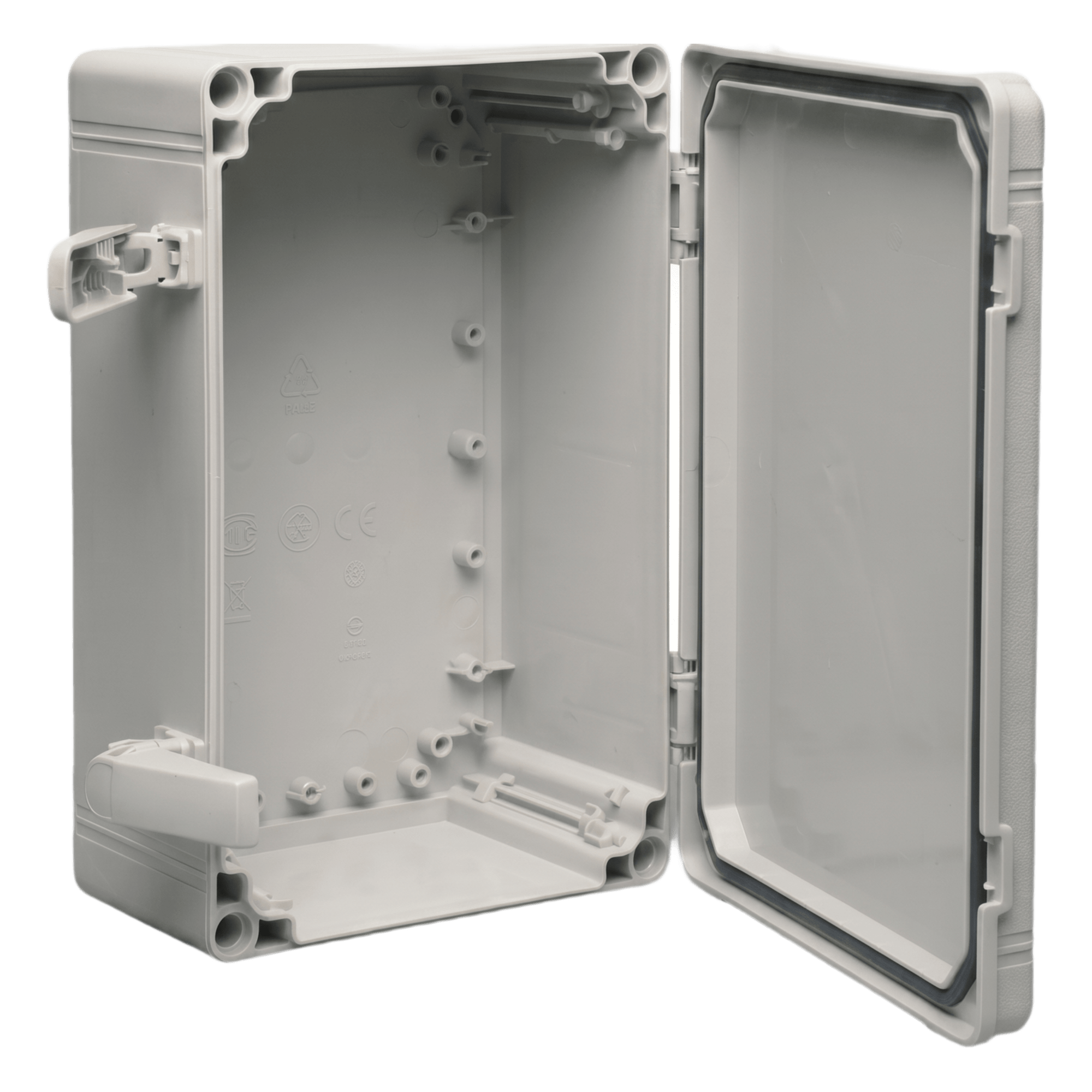 Gabinete QLine I Tipo 4X / 400 x 300 x 180 mm (15.75 x 11.81 x 7.09 in) / ABS / IP66 / Tapa Opaca con Tornillos / Montaje 380 x 280 mm / Gris RAL 7035 — HOFFMAN · SKU Q403018ABI