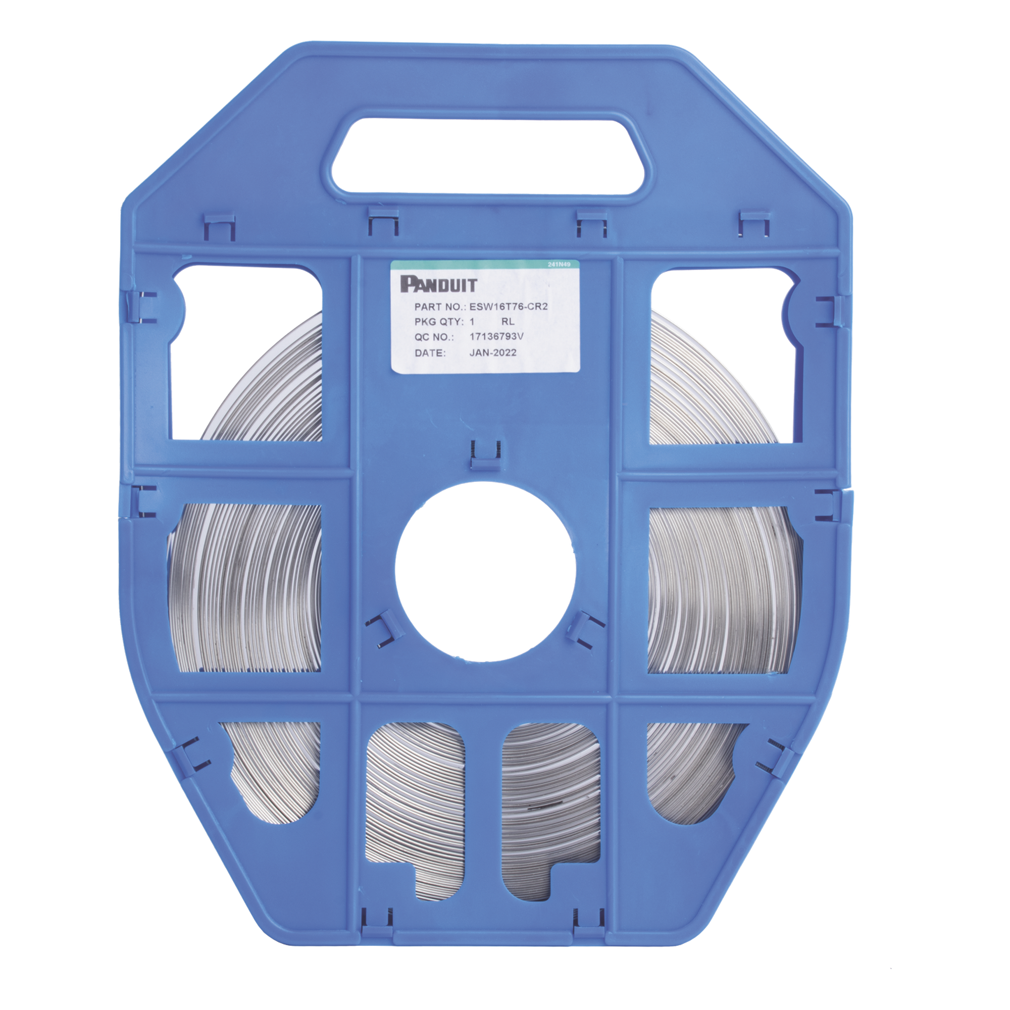 Fleje PanSteel™ de Acero Inoxidable 201, 16 mm de Ancho (5/8), 0.75 mm de Espesor, Rollo de 30.5 metros — PANDUIT · SKU ESW16T76-CR2