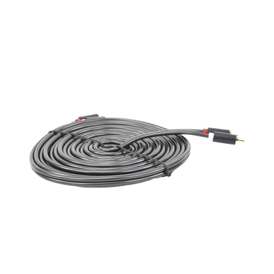Cable de Audio 2 RCA Macho a 2 RCA Macho / 5 Metros (16.40 Pies) / Color Negro / Alta Calidad / Anillos de Goma para Asegurar un Agarre Firme al Instalar o Quitar el Cable