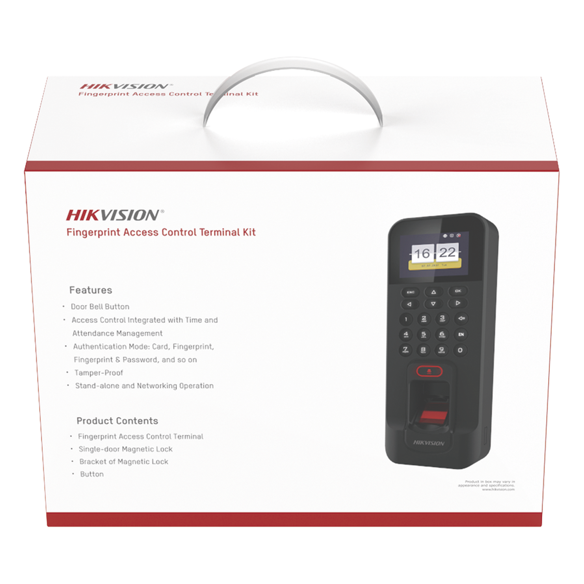 Kit de Control de Acceso TODO INCLUIDO con Lector de Huellas y Tarjetas / 3,000 Huellas / Compatible con App Hik-Connect / Incluye Electroimán Botón de Salida y Montajes Z y L para imán (DS-K1T804) — HIKVISION · SKU DS-KAS261
