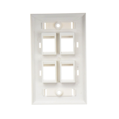 Placa de Pared de 4 Puertos, Keystone, con Espacio para Etiqueta, Color Blanco