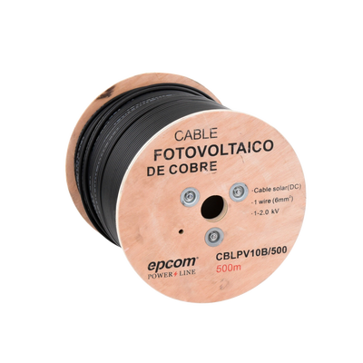 Carrete de 500 Metros / Cable Fotovoltaico Negro / 6mm² (10AWG) / Material COBRE / 2000 Vcc