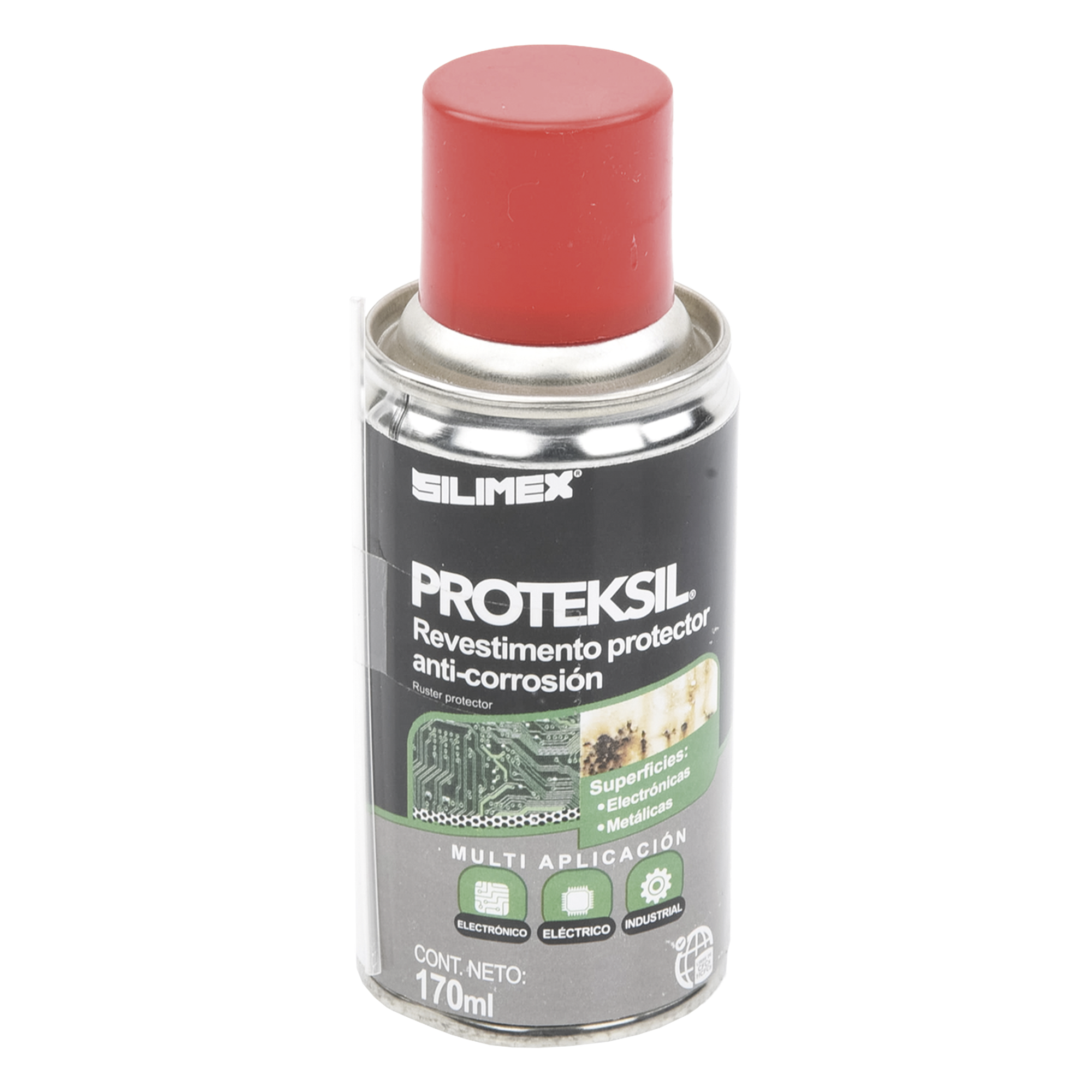 Revestimiento Protector Anti-Corrosión en Aerosol, Protege circuitos y conductores Electricos, es Ideal para usarse en Ambientes Altamente Húmedos, 170 ml. — SILIMEX · SKU PROTEKSIL