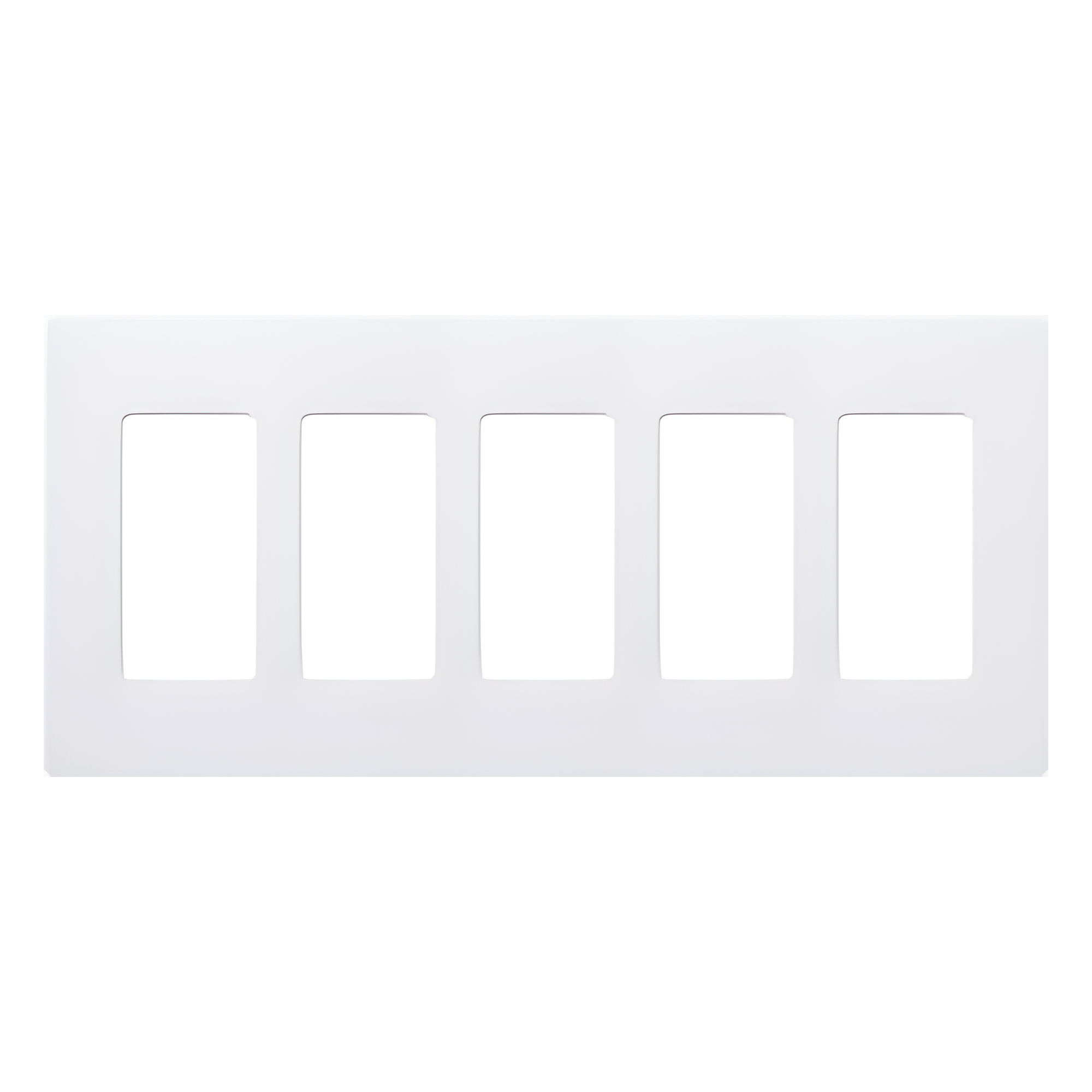Placa de pared Claro de 5 espacios sin tornillos visibles, color blanco brillante, para atenuadores, apagadores y controles Pico Lutron — LUTRON ELECTRONICS · SKU CW5WH