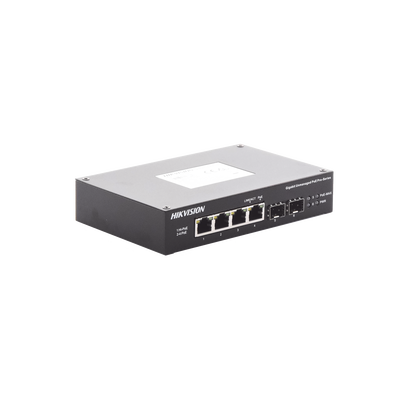 Switch Industrial No Administrable Gigabit / 3 Puertos Gigabit PoE+ (30 W) + 1 Puerto Gigabit PoE++ (60 W) / 2 Puertos SFP / 65 W Total / 48 a 57 VCD / Ideal para Proyectos / 300 Metros de Distancia