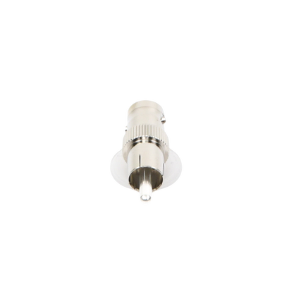 Adaptador de BNC Hembra a RCA Macho en 50 Ohm para Fono, uso en Aplicaciones de Audio-Video, Níquel/ Plata/ Delrin.