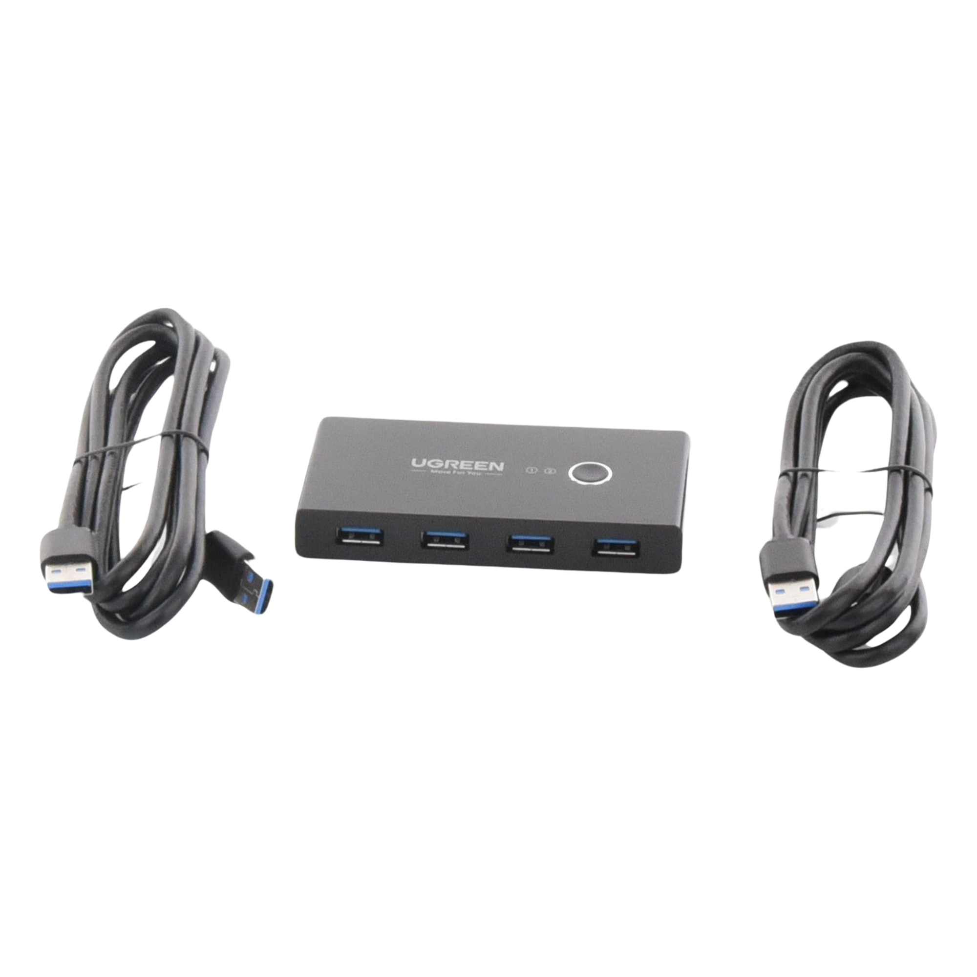 Conmutador USB para Compartir 4 Puertos USB 3.0 a 2 PC Ìs | Cambio Mediante Botón | Incluye Dos Cables USB de 1.5 m | ABS | Permite que 2 Usuarios Compartan 4 Dispositivos Periféricos USB3.0, como una impresora, un escáner, etc.