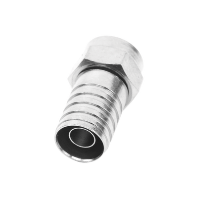 Conector F Macho, Plegable de Doble Blindaje para cable RG-59, Cuerpo de Bronce Niquelado.