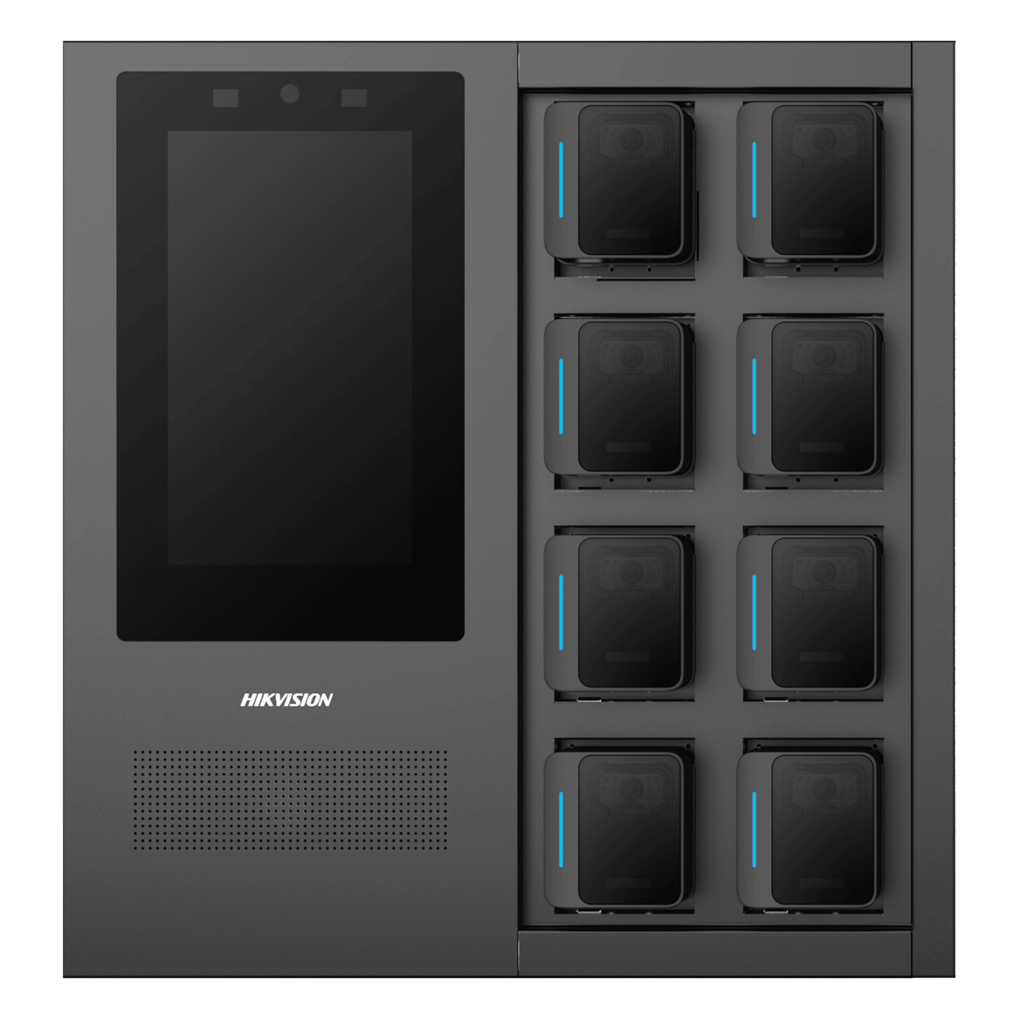 Estación de Carga y Respaldo de Información para Bodycam HIKVISION / Acceso por Reconocimiento Facial / Incluye 1 HDD de 2 TB · SKU DS-MDS003/2T/8