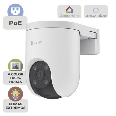 Cámara PT PoE Estandar Af / 3 Megapixel / Movimiento Panorámico de 360° / Preset / Seguimiento Inteligente / Detección Humana / Audio de Dos Vías — EZVIZ · SKU CS-H8C/3MP/POE