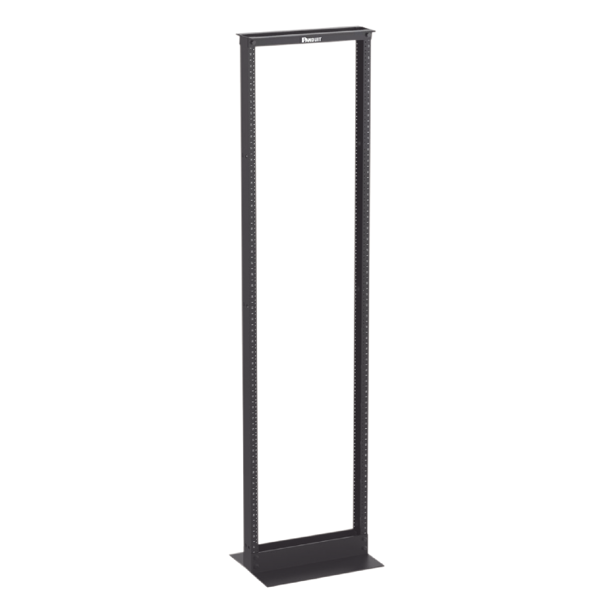 Rack de Dos Postes Estándar de 19 in, Rieles Numerados y Roscados #12-24, Fabricado en Aluminio, 45 Unidades de Rack, Color Negro — PANDUIT · SKU R2P