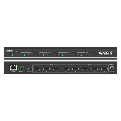 Matriz HDMI 4×4 | Video Wall | Seamless Switch | 10 Modos de Visualización | 4K@60Hz 4:4:4 | HDMI 2.0b y HDCP 2.2 | Control vía Web, IR, RS-232 y TCP/IP