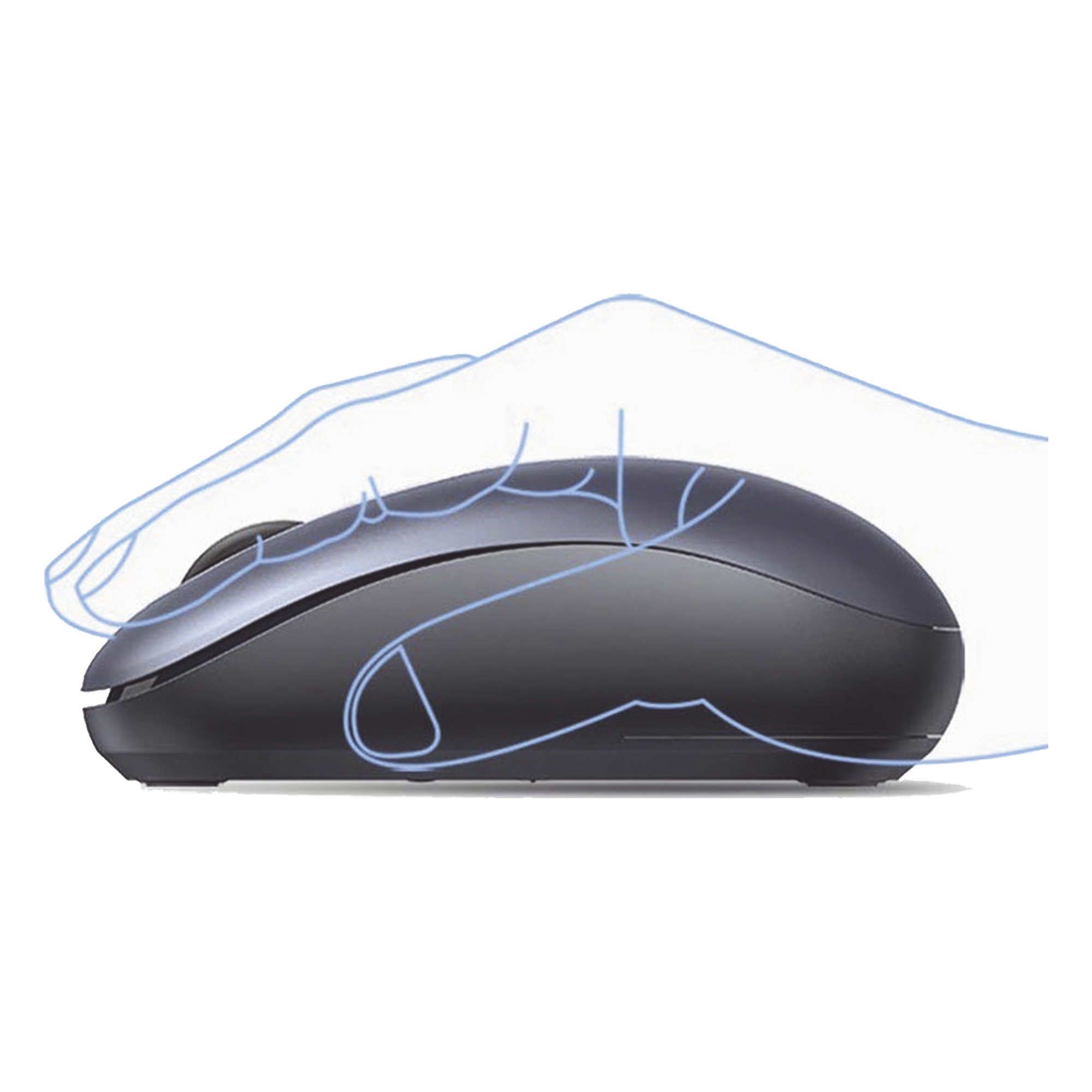 Mouse Inalámbrico 2.4G 800/1200/1600/2400 DPI | Función de 3 botones | Alcance 10m | Silencioso |  Ergonómico | Anti-caída y Anti-interferencias | Batería Alcalina AA incluida  | Midnight Blue.