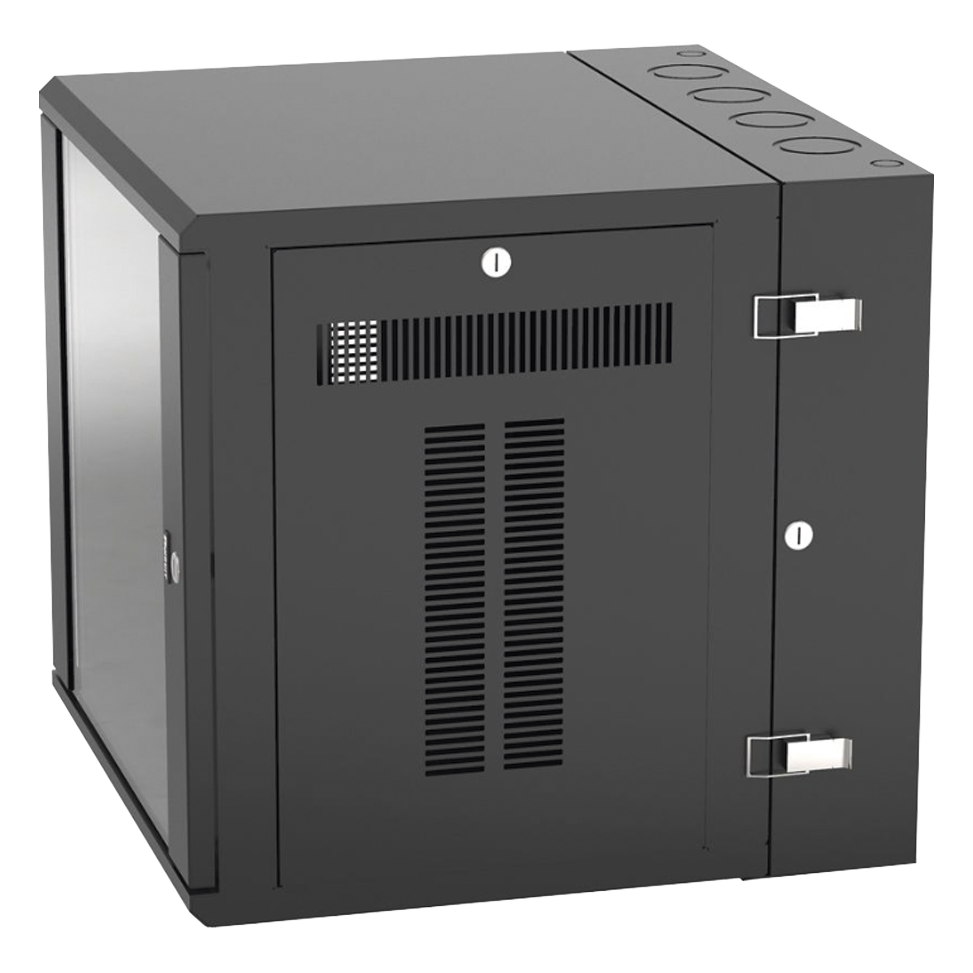 Gabinete PanZone de Montaje en Pared, de 19in, Puerta con Ventana de Seguridad, 12 UR, 635mm de Profundidad, Color Negro — PANDUIT · SKU PZWMC12W