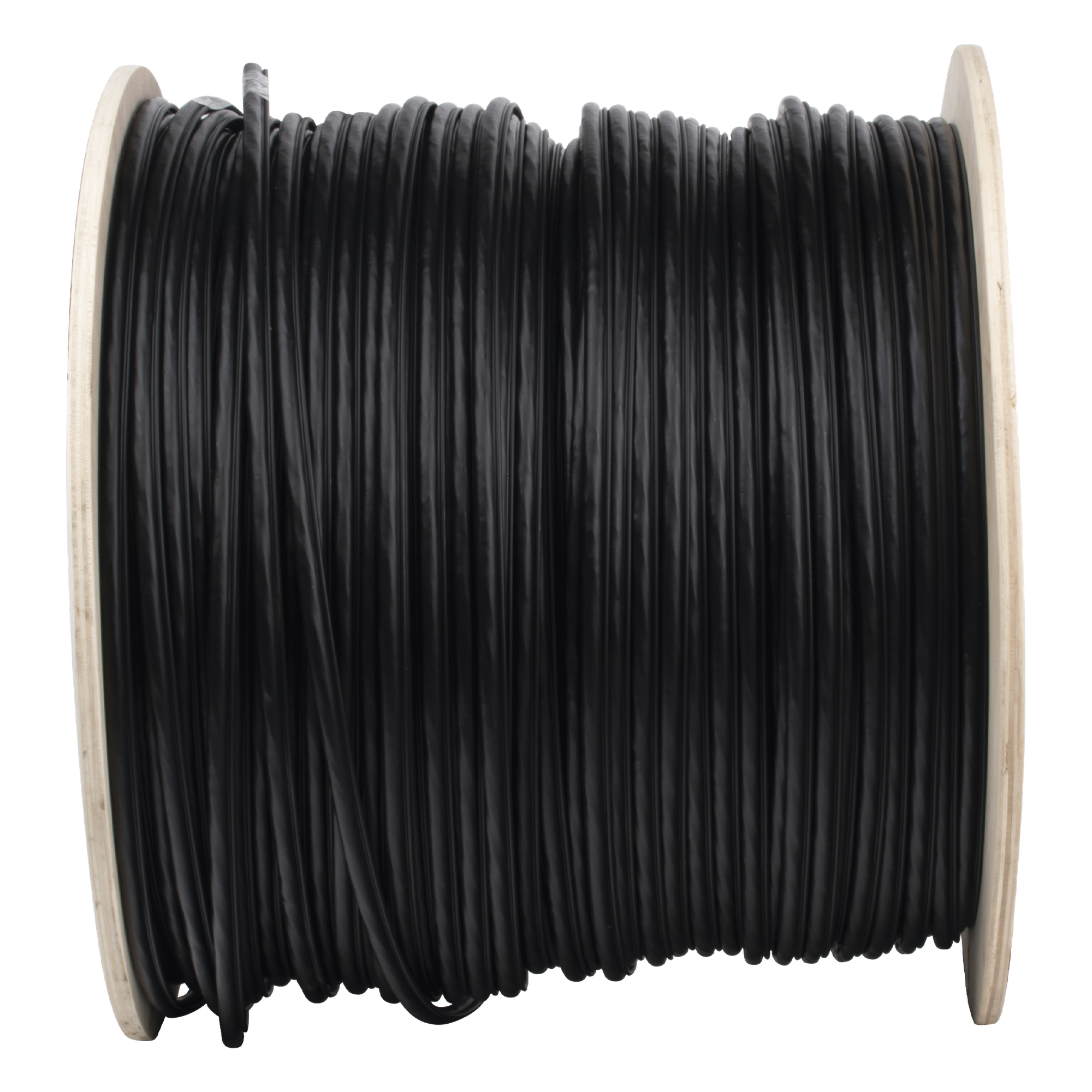 Bobina de Cable FTP con Mensajero de Acero de 305 Metros (1000 Pies) Cat6+ Calibre 23, Color Negro, para Aplicaciones en Video Vigilancia y Redes de Datos / Uso en Intemperie y Aplicaciones Aéreas
