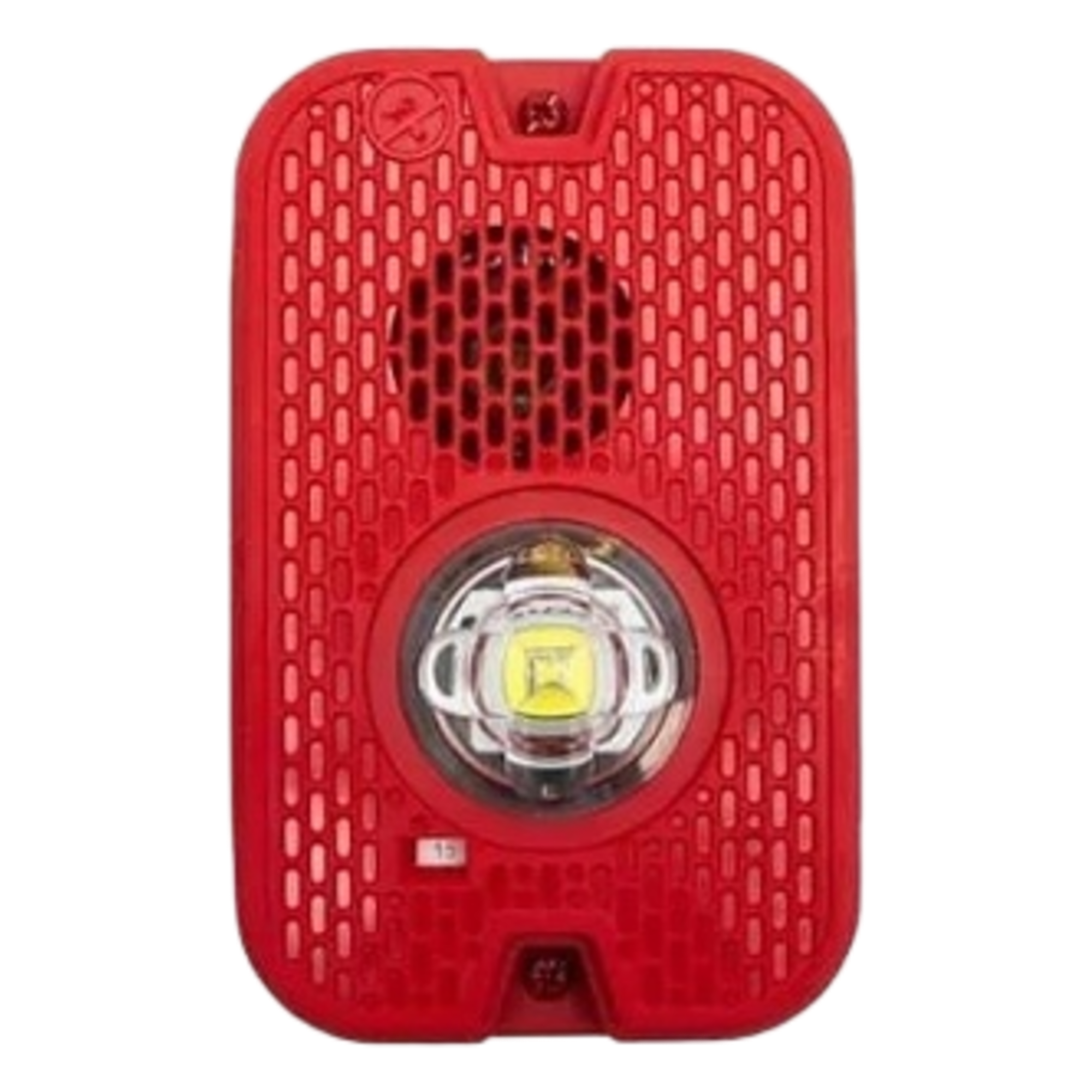 Sirena con Lámpara LED Estroboscópica / 2 Hilos / Montaje en Pared / 16 a 24 Vcd / Configuración Estroboscópica Seleccionable / Texto en Inglés / Color Rojo / Uso exterior — SYSTEM SENSOR · SKU P2GRKLED