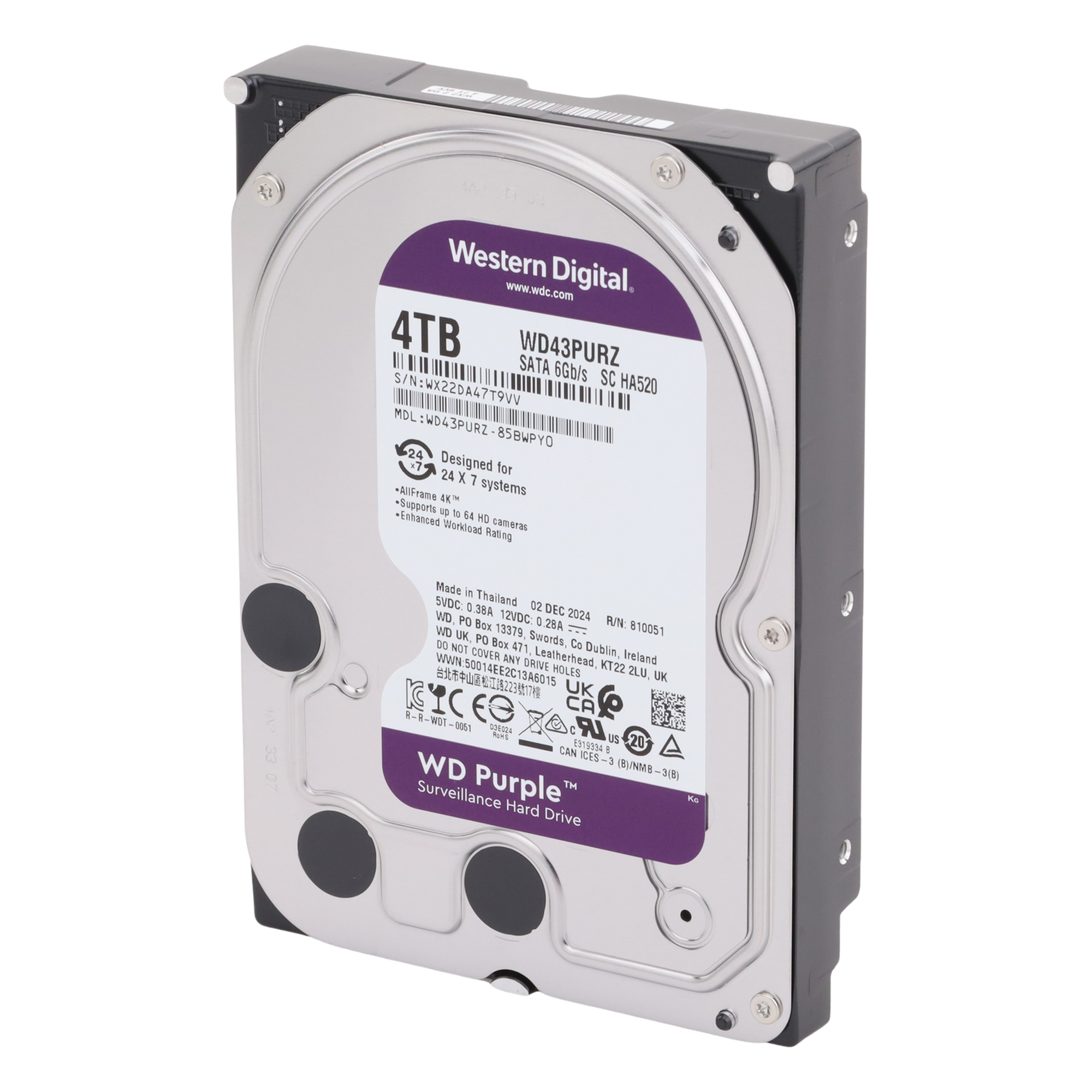 Disco Duro PURPLE de 4TB / 3 AÑOS DE GARANTÍA / Para Videovigilancia
