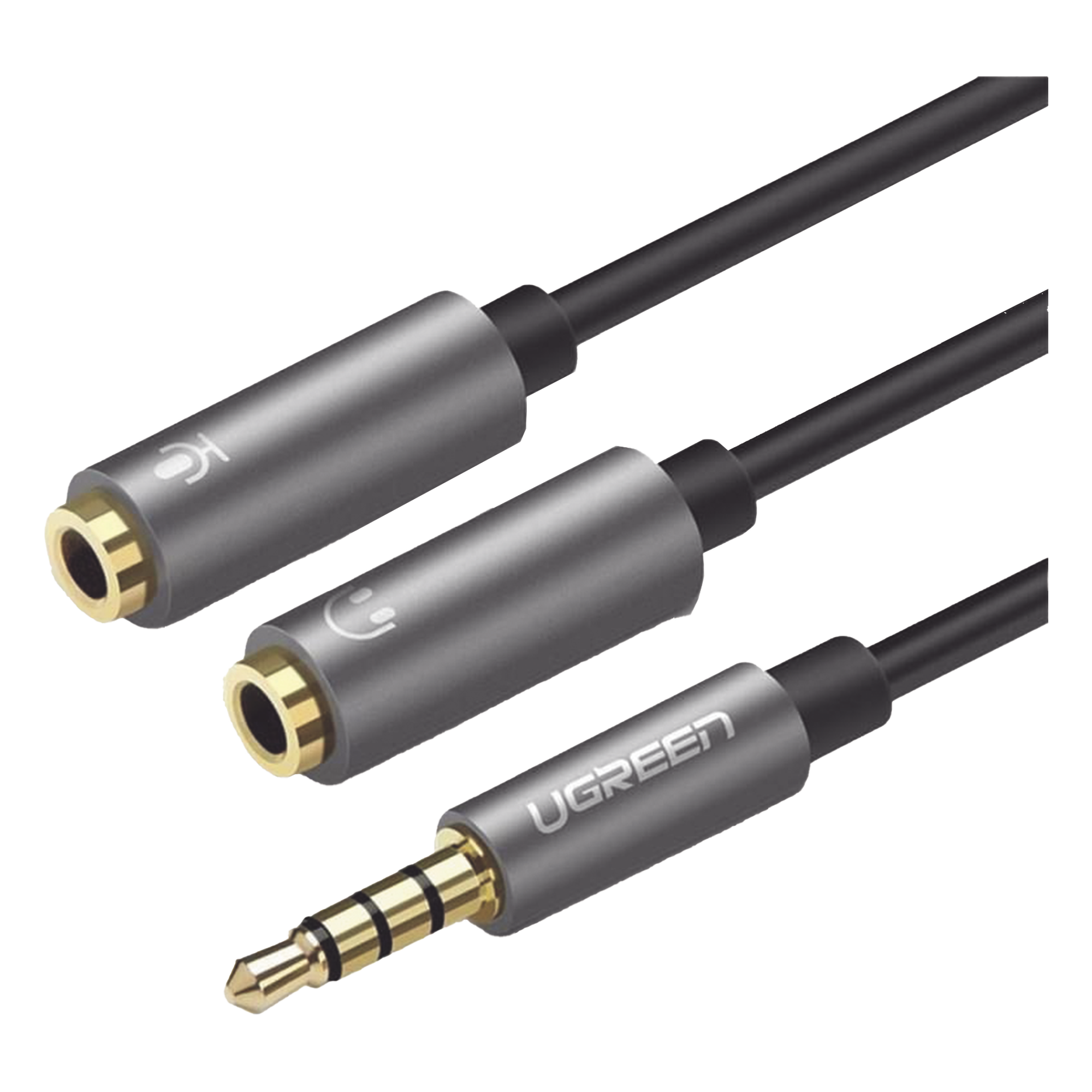 Cable Divisor en Y / De 3.5 mm Macho a Dos Salidas de 3.5 mm Hembra / CTIA, TRS / Núcleo de Cobre / TPE / Longitud 20 cm / Ideal para Separar el Micrófono de los Auriculares — UGREEN · SKU 30619